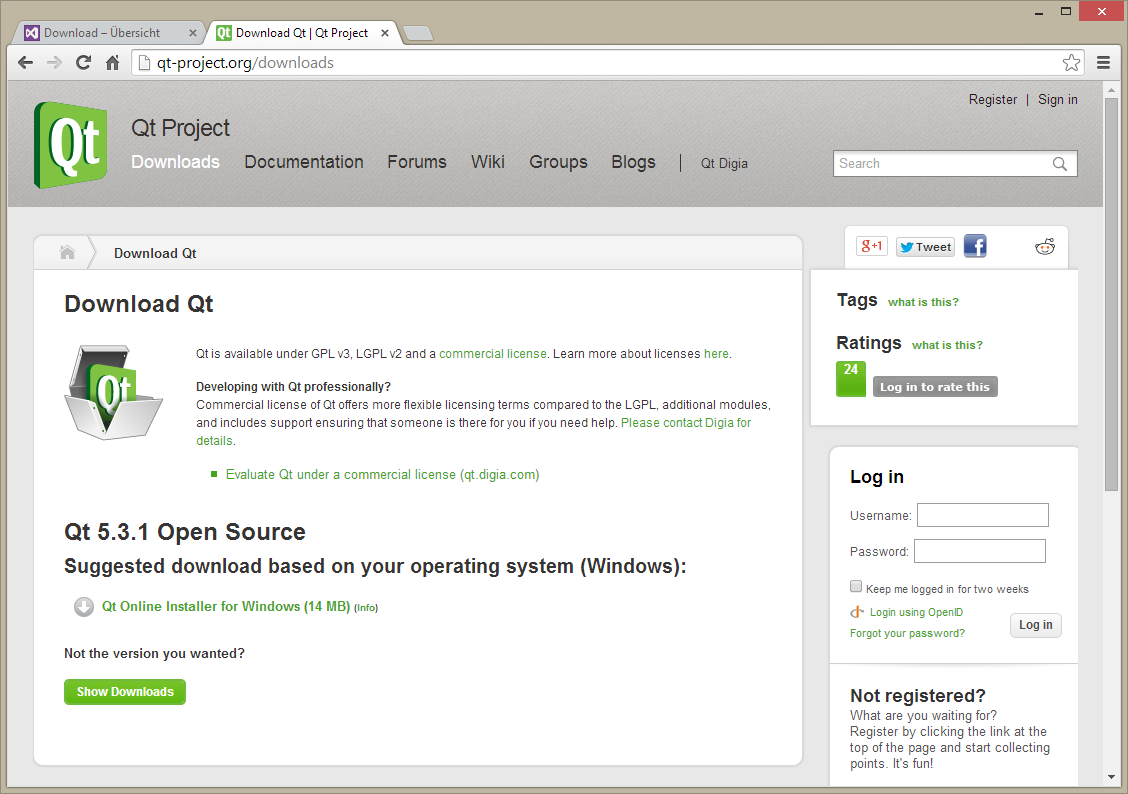 Qt software download page