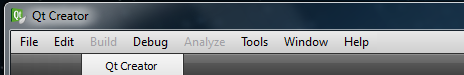 Qt Creator main menu bar